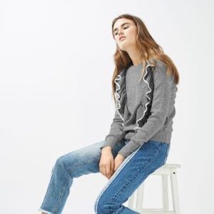 ✨HP✨Topshop Tipped Ruffled Grey Sweater